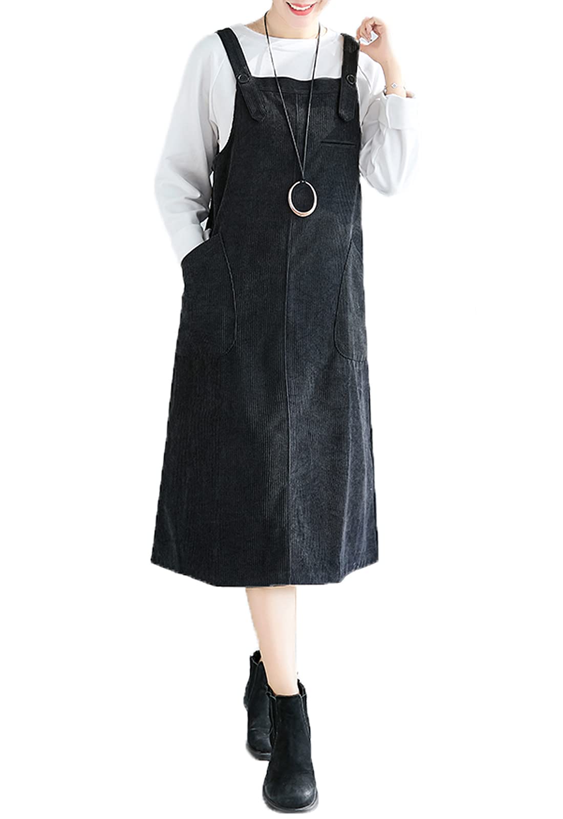 Flygo Women's Casual Mid Length Long Corduroy