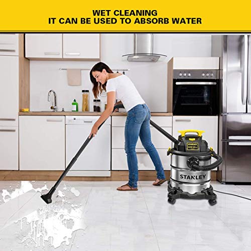 Stanley SL18116 Wet/Dry Vacuum, 6 Gallon, 4 Horsepower, Stainless Steel