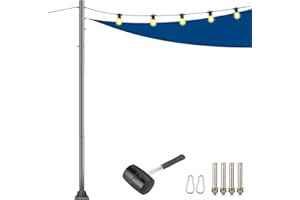 BRILLIHOOD 9Ft Outdoor Sun Shade Sail Pole, 3" Diameter Shade Cloth Pole Kits Heavy Duty Metal Post for Sun Shade Sail, Canopy, Backyard, Patio, Deck, Concrete, 1-Pack