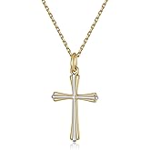GAVU 18K Gold Plated Stainless Steel Cross Necklace for Women, Dainty Cross Pendant Confirmation Necklace