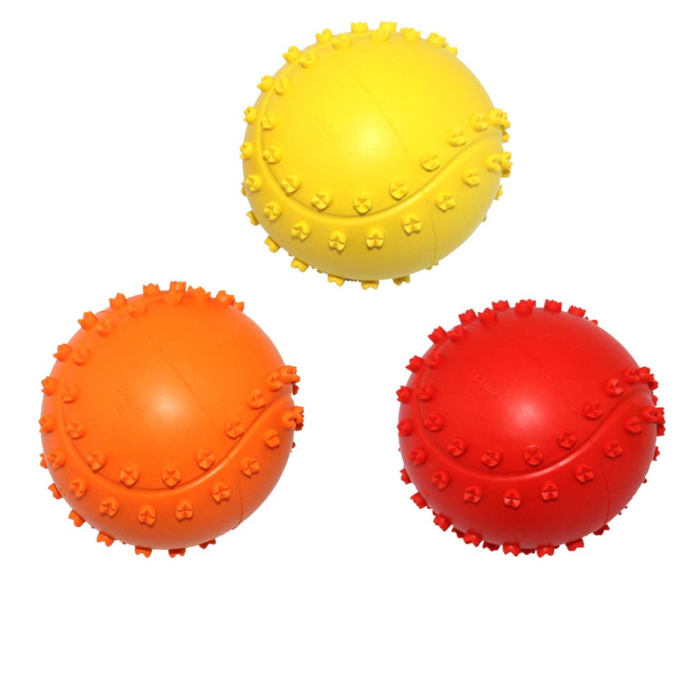 Kei Tomlison Rubber Dog Chewing Squeaky Ball Toys Fetch Play Toy for Puppy Small Medium Pets Dog Cat Pack of 3