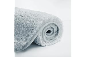 Suchtale Non Slip Bath Mat, 16 x 24, Light Blue - Soft Microfiber Shaggy Mat, Machine Washable, Thick Plush for Shower