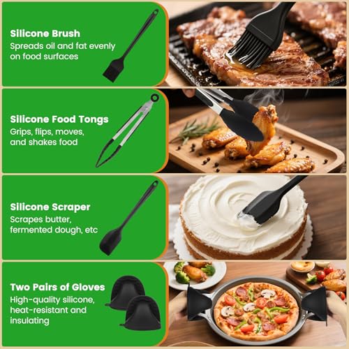 Silicone Mould Hot Air Fryer Accessories for Ninja Double Stack XL 9.5L Air Fryer SL400EU SL400EUCP, Pack of 2 Airfryer Silicone Insert for Ninja Foodi MAX Dual Zone SL400EU/COSORI 8.5L, 27 Items