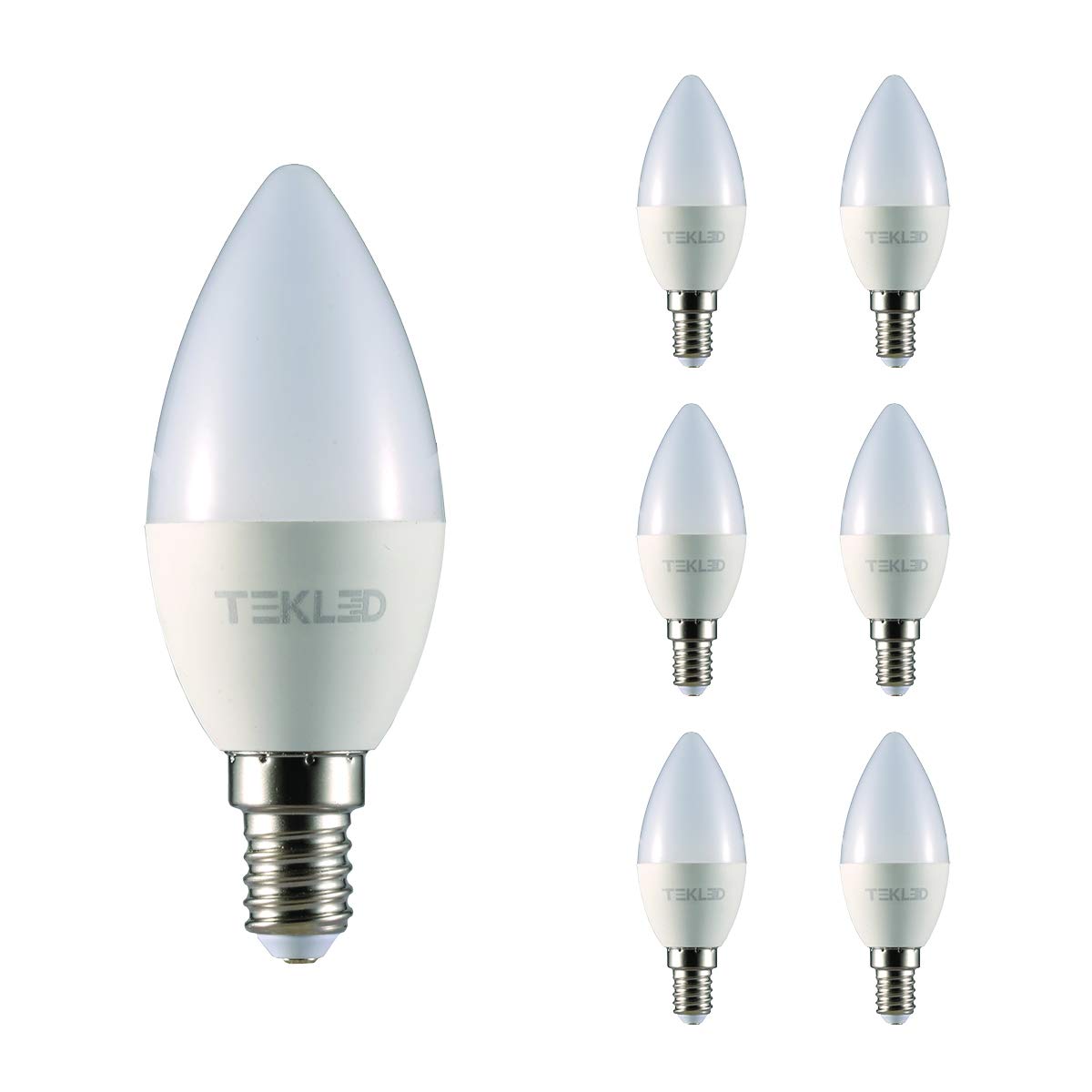 TEKLED® C37 LED Candle Bulbs | E14 Small Edison Screw | Energy Saving 5W Light Bulb 40W Incandescent Bulb Equivalent | 6500K 400 LM NONDIMMABLE | 6-Pack | Daylight