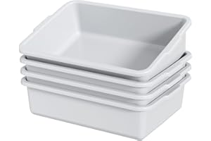 Melontray 4-Pack Commercial Bus Boxes, 13 L Plastic Restaurant Bus Pan, Gray