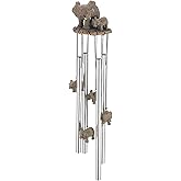 George S. Chen Imports Wind Chime Round Top Elephant Family Garden Decoration Windchime