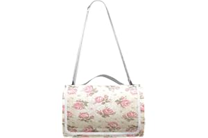 MNSRUU Picnic Blanket Waterproof Foldable, Elegant Floral Rose Large Outdoor Picnic Blanket Beach Blankets Camping Blanket Travel Mat, Shoulder Strap Tote, Rectangle 57x59in