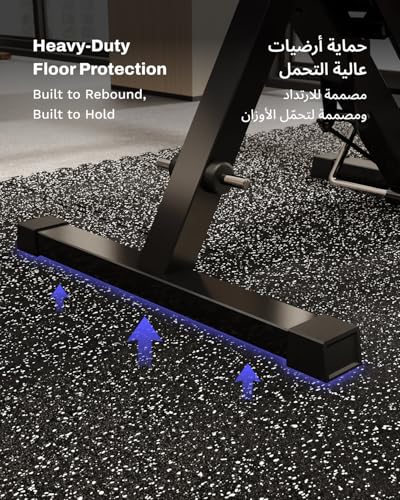 AIRHOP 60x60x1.4 cm Exercise Equipment Mats, 12 Tiles Upgraded Rubber Top with High Density EVA Foam, Large Interlocking Puzzle Gym Flooring For Home Gym, Heavy-Duty Workout