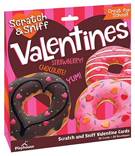 Playhouse Yummy Donut Scratch and Sniff 28 Card Super Valentine Exchange Pack for Kids
