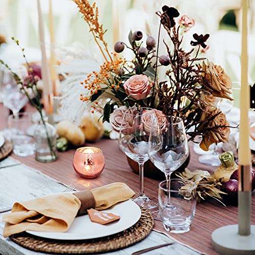 Volens Round Rose Gold Votive Candle Holders, Mercury Glass Tealight Candle Holder Set of 12