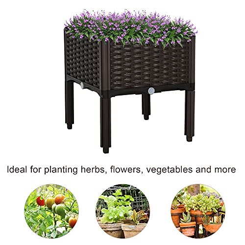 Outsunny Plastic Raised Garden Bed Planter Box Raised Bed with Self
