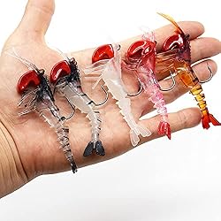 5 PCS 5 Colors Soft Shrimp Worms Lures Baits Rigged