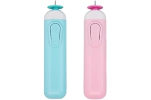 FLYLIN 2PCS Electric Quilling Pen, Electric Slotted Tool Electric Quilling Pen Automated Paper Volume, Curling Pen for Paper Rolling Crafts General Quilling Paper Strips and Wider Paper Strips (Blue&Pink)