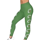 Women's Seamless Rugby Print Ankle Leggings Stretchy High Waisted Festival Workout Yoga Pants Athletic Running Tights