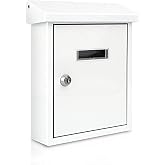 Serenelife Wall Mount Lockable Mailbox - Modern Outdoor Galvanized Metal Key Large Capacity - Commercial Rural Home Decorative &amp; Office Business Parcel Box Packages Drop Slot Secure Lock