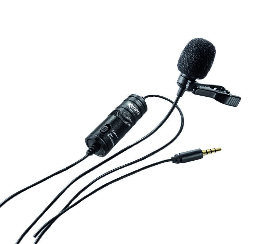Kenro Lavalier Clip-On Microphone Kit for Recording on DSLR Camera Camcorder Smartphone iPhone or Audio Recorder with Battery Consender - KNMC101