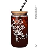 Engagement Glass Cup Gifts for Her, Bride to be Gifts, Bachelorette Glass Cup Gifts for Bride, Bridal Shower Gifts, Wedding Shower Gifts, Bridal Party Gifts, Fiance Gifts for Her Glass Cup 16Oz