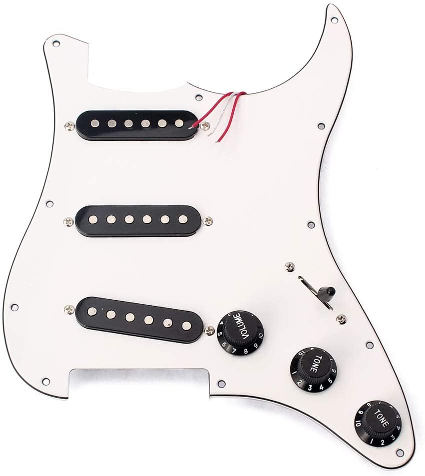 Alnicov 3 Ply SSS Electric Guitar Part Prewired Loaded Pickup Pickguard Assembly White