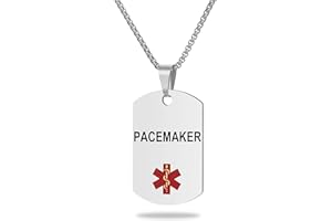 UNICGIFT Medical Alert Necklace Laser engraved Tag Custom Engraving Stainless Steel ID Tag Pendant for Men Women