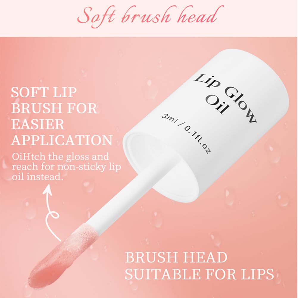 Hydrating Lip Glow Oil, Moisturizing Lip Plumper Gloss, Transparent Plumping Lip Gloss, Lip Oil, Lip Balm for Lip Care and Dry Lips