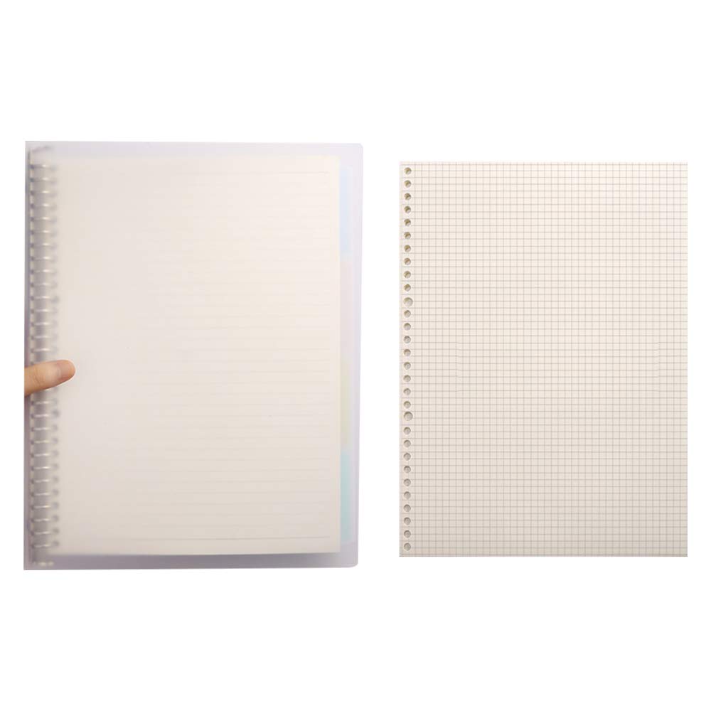 30 Holes A4 Grid Lined Paper 60 Sheets for Refillable Notebook Loose Leaf Planner Paper Replacement