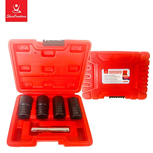 SharCreatives Metric Twist Socket Set 5 pieces Lug Nut Extractor and