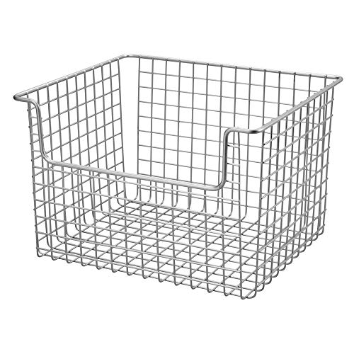 mDesign Metal Kitchen Pantry Food Storage Organizer Basket Farmhouse