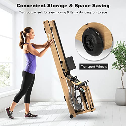 REDLIRO Water Rowing Machine Wood Folding Water Resistance Rower
