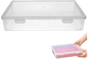 Plastic File Storage Box 10.67x7.72x1.97" Portable Secure Dustproof Clear Document Box for Home, Office