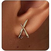IvoryHaid Gold Earrings for Women,Trendy14K Gold Plated X Stud Earrings,Minimalist Dainty Earrings for Women,Trendy Hypoallergenic Jewelry Gifts for Daily Wear & Special Occasions