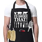 XBPDMWIN Aprons for Men Funny, I'd Smoke That Barbecue Grilling BBQ apron Smoker Gift for Dad