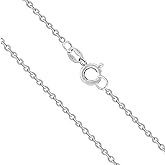 Sterling Silver Chain Necklace for Women Cable 1mm Tarnish Resistant Responsibly Sourced - Non-Migrating Clasp Design - Sterling Silver Chain Necklace - Italian Made in Italy - Quality Durable Sturdy 1mm Chain for Women - Quality Gift Box - 925 Sterling Silver Chain Necklace, 14" - 36"