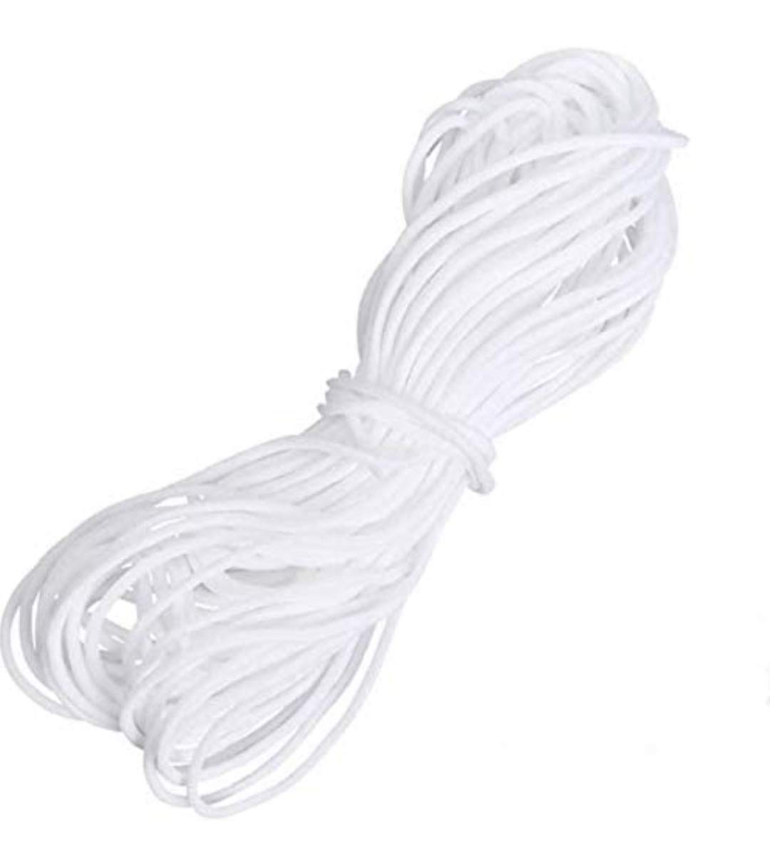 Dimaxen [3mm 20m White Round Elastic String, Elastic Cord For Face Mask. Thin Soft Stretchy String Band Earloop For Face Mask Making, Elastic Sewing, String Art, Knitting, Crafting And DIY.
