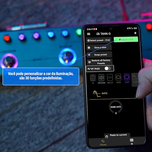 Pedal de guitarra Pure Digital Multi Effects Reverb Delay MOD AMP Bateria de lítio recarregável integrada TANK G M-VAVE Cuvave cube baby 36 Presets, 9 Preamp Slots, 8 IR Cab Slots, 3 Simulação, Delay
