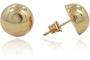 BLUE APPLE CO. Half Ball Button Moon Stud Post Earring Yellow Plated 925 Sterling Silver