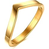 VNOX Chevron Thumb Rings for Women - 18k Gold Plated Womens Stainless Steel Ring Stackable Double Wave Boho Middle Finger Ring Band Size 6-9