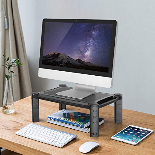PUTORSEN® Adjustable Monitor Stand Riser for Computer, iMac, PC, Printer, Laptop with Tablet & Phone Holder, Cable Management Slot, up to 10KG