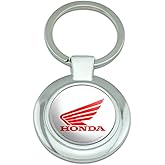 Honda Powersports Logo Keychain Classy Round Chrome Plated Metal