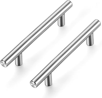 Ravinte 10 Pack Cupboard Handles 96mm Hole Center Brushed Nickel T Bar