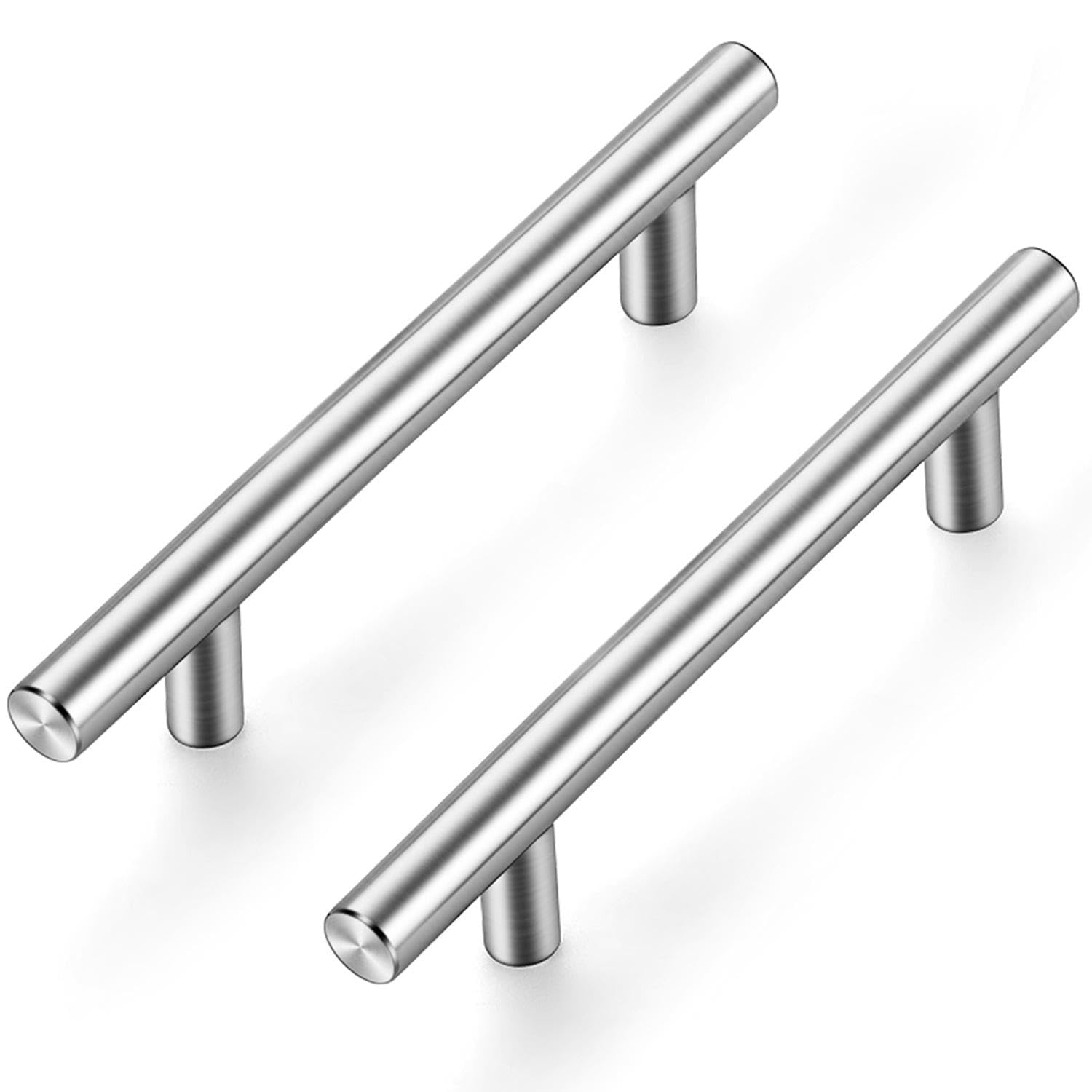 Ravinte 10 Pack Cupboard Handles - Brushed Nickel T Bar Wardrobe & Kitchen Handles - 96mm Hole Center - Bathroom & Furniture Drawer Pulls