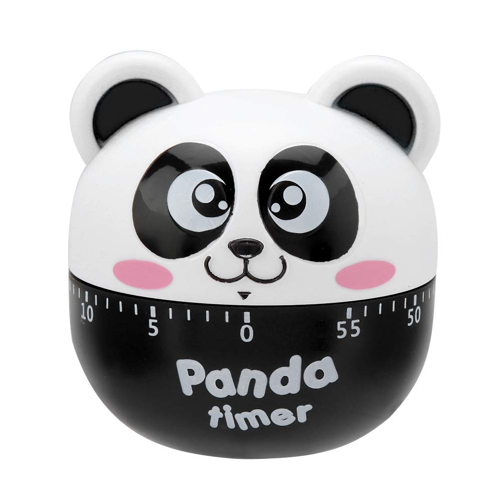 TOPINCN Mechanical Electrical Cute Cartoon Panda Shape Kitchen Timer Animal Reminder Countdown Timer for Cooking Timing Tool(Black)