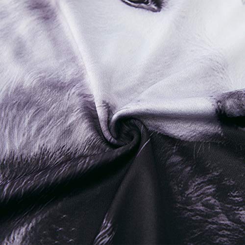 Mens Womens Short Sleeve Tops 3D Digital Print Black & White Galaxy Wolves Graphic Tees Classic Crew Neck Muscle T-Shirts Loose Fit Hip Hop Retro Clothes for Summer Casual Home Daily Wear XXL