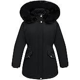Wyeysyt Girl's Winter Coat Waterproof Kids Outerwear Warm Parka Puffer Jacket with Hood