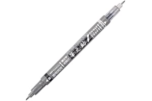 Tombow 82040 Fudenosuke Brush Pen, Twin Tip, Black/Gray Fudenosuke Brush Pen for Calligraphy and Art Drawings