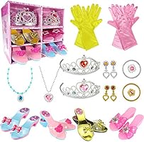 WTOR Girls Toys Princess Dress up Shoes Pretend Role Play Set Jewelry Boutique Plastic Accessory with 4 Shoes Gloves...