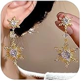 Sparkly Snowflake Earrings for Women Rhinestone Christmas Snowflake Earrings for Women Winter Jewelry