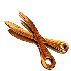 Blue Bright Wood Salad Teak Tong Wooden Scissor