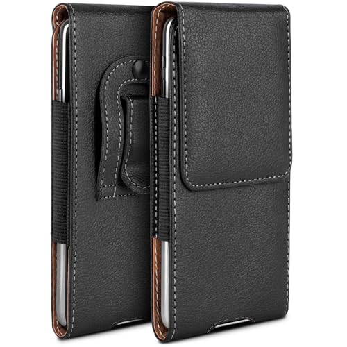 moex Plug Case Compatible with ZTE Blade A5 2020 Belt Clip Holster, Vegan Leather Mobile Phone Case, Mobile Phone Case, Flip Case, Foldable, Black