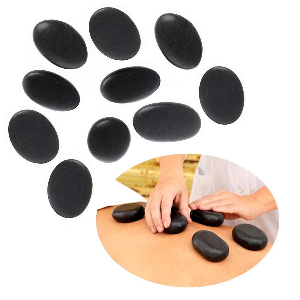 10 Pcs Hot Massage Stones Heated Warmer Natural Basalt Stones for Spa, Foot Massage, Relaxation 8 x 6 cm …