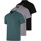 Real Essentials 3 Pack: Men's Casual Jersey Cotton Short Sleeve Quick Dry Breathable Polo Shirt - (Available in Big & Tall)
